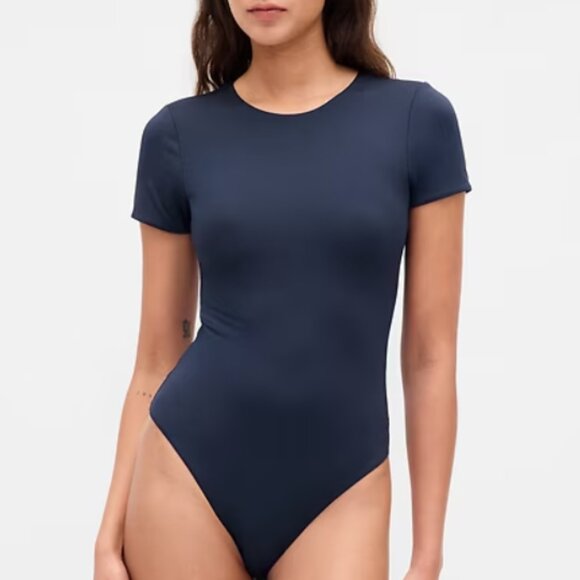 Express Navy Blue Short Sleeve Bodysuit Size Large - Picture 2 of 10